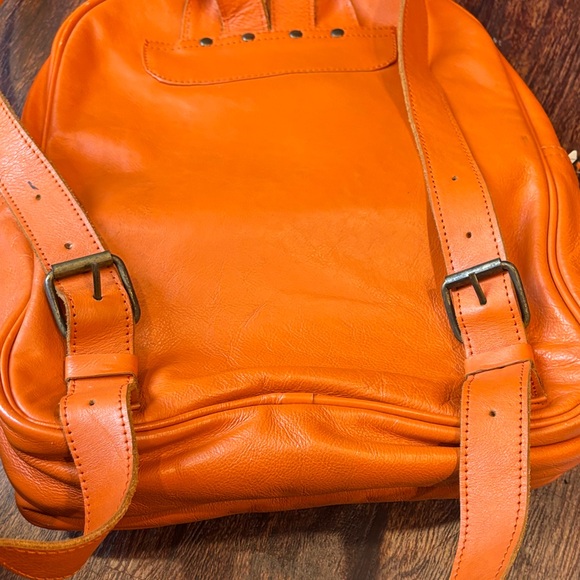 Men's Orange Leather Backpack - Sleek Everyday Carry - Picture 8 of 14